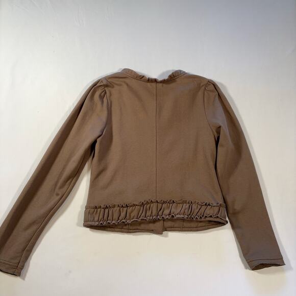 British Khaki Olive Green Ruffle Jacket Women’s Medium Button Up Military Style - Picture 3 of 7